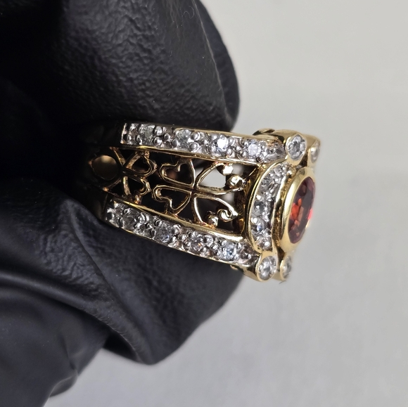 Watch Video  / Sterling Silver 925 Gold Ring - Picture 6 of 9